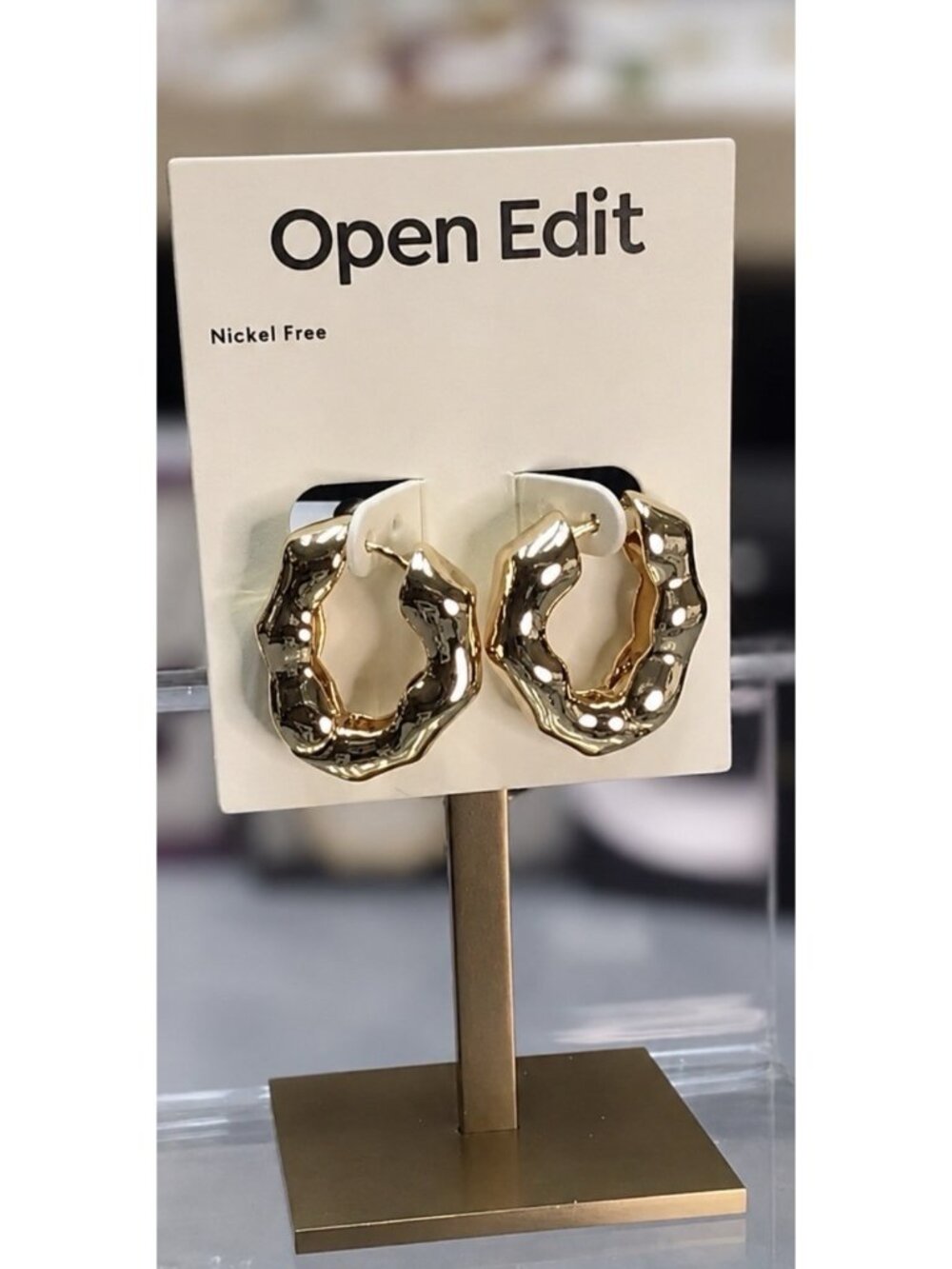 OPEN EDIT Molten Clicker Textured Hoops Gold Rhodium Nickel Free Earrings NEW